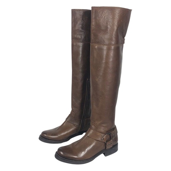 Frye Shoes - Frye Over The Knee Veronica Harness Leather Boot Brown Soft Size 6 3476551